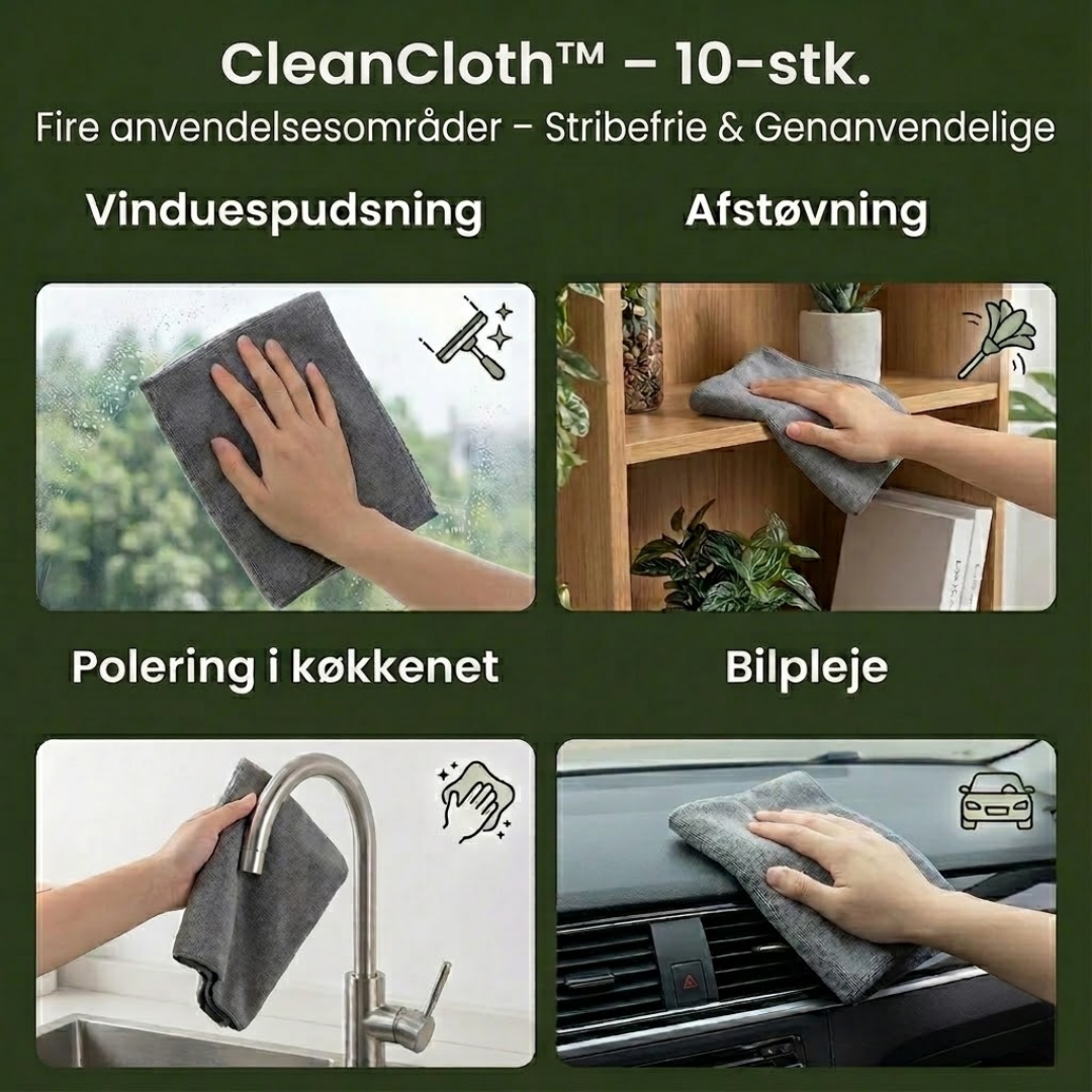 CleanCloth™ - Stribefri rengøring med genanvendelige mikrofiberklude!