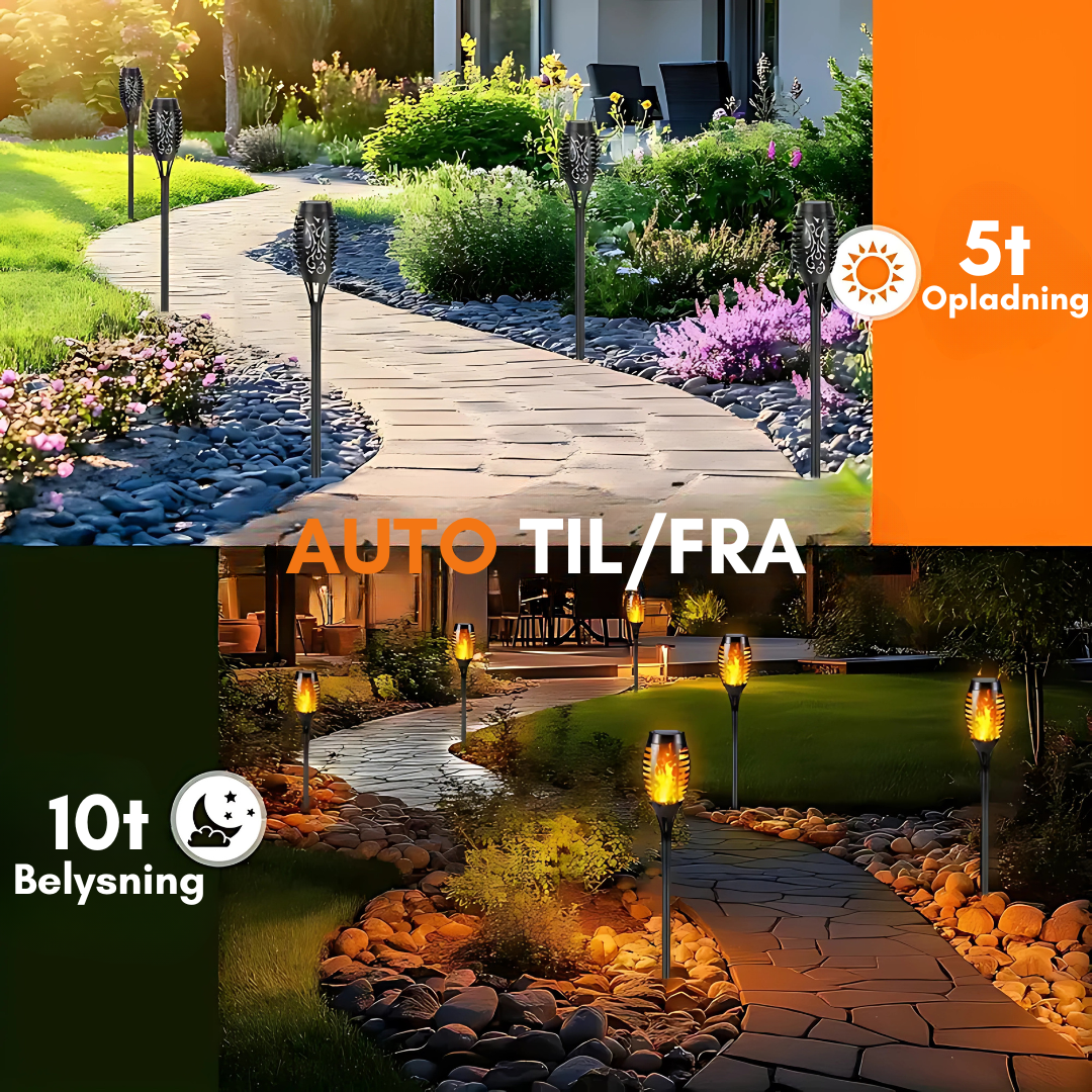 FlammerLys™ (4 STYK) - Den stemningsfulde solfakkelt - sikker og uden varme!