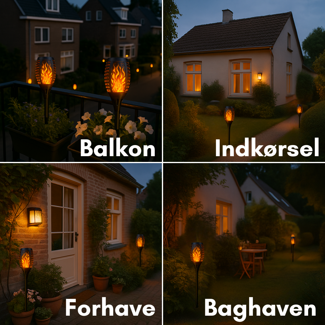 FlammerLys™ (4 STYK) - Den stemningsfulde solfakkelt - sikker og uden varme!