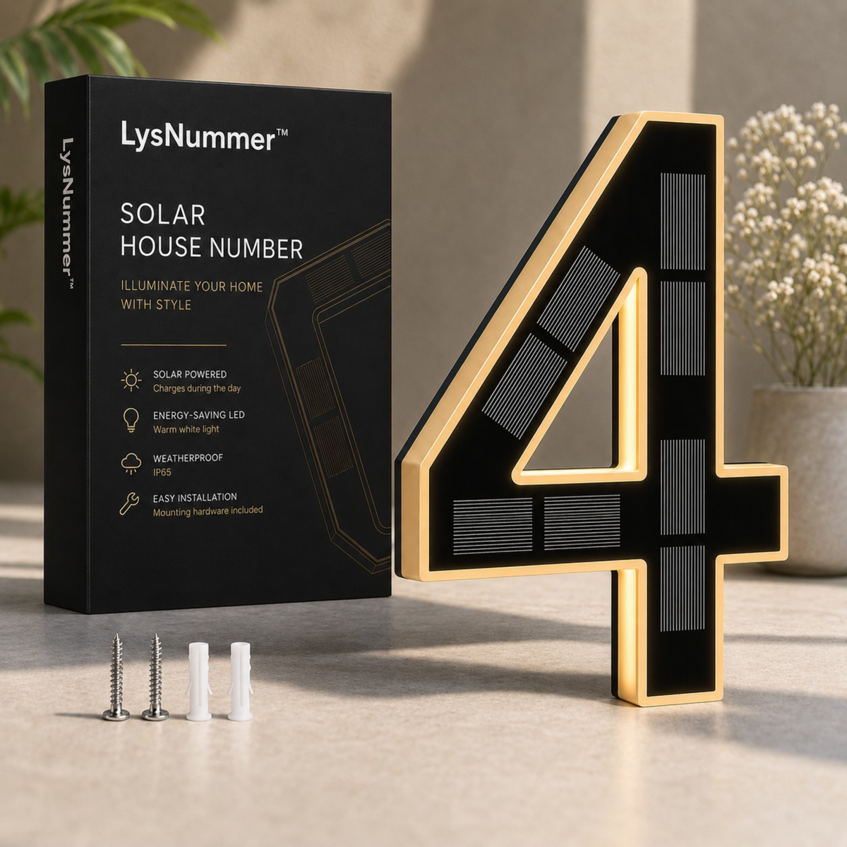 LysNummer™ - Smart og stilrent husnummer med solcelledrift!