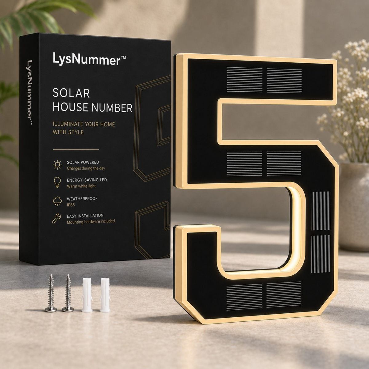 LysNummer™ - Smart og stilrent husnummer med solcelledrift!