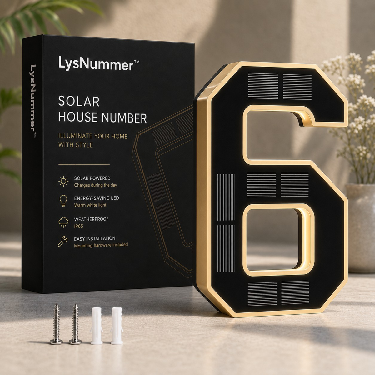 LysNummer™ - Smart og stilrent husnummer med solcelledrift!
