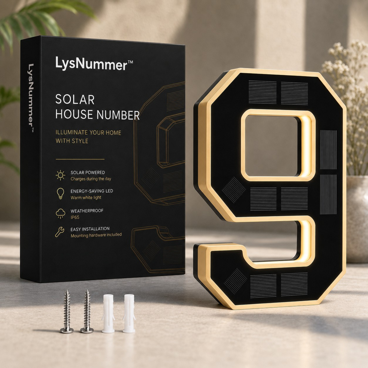 LysNummer™ - Smart og stilrent husnummer med solcelledrift!