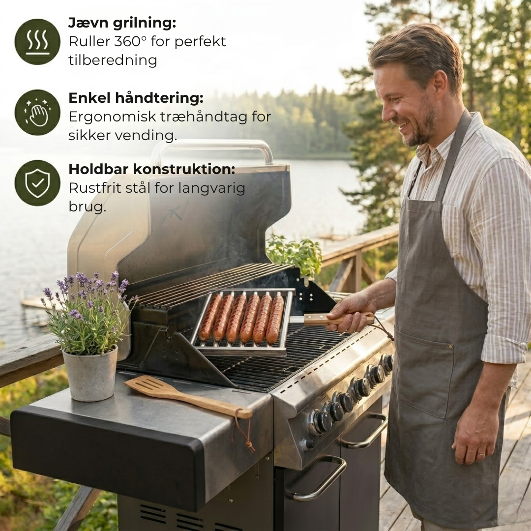 RulGrill™ - Grill perfekte pølser jævnt og nemt — hver gang!