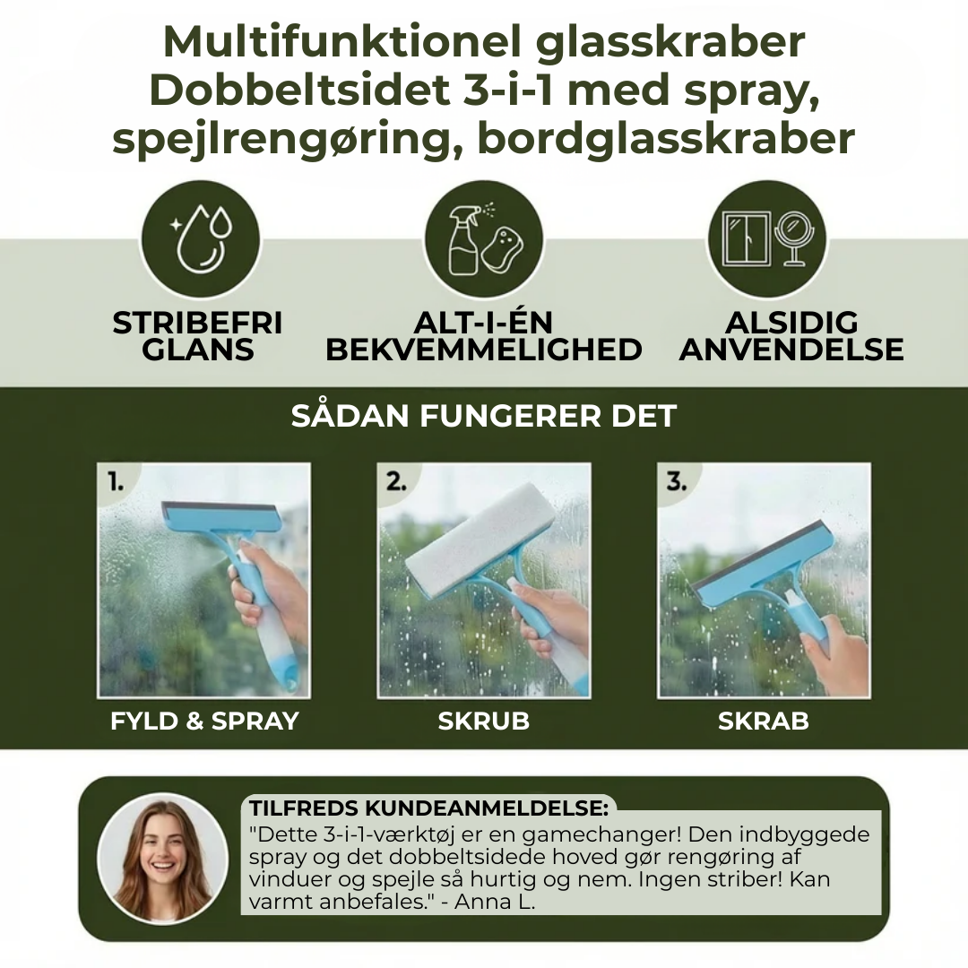 RudeKlar™ – Effektiv 3-i-1 rengøring til dine ruder