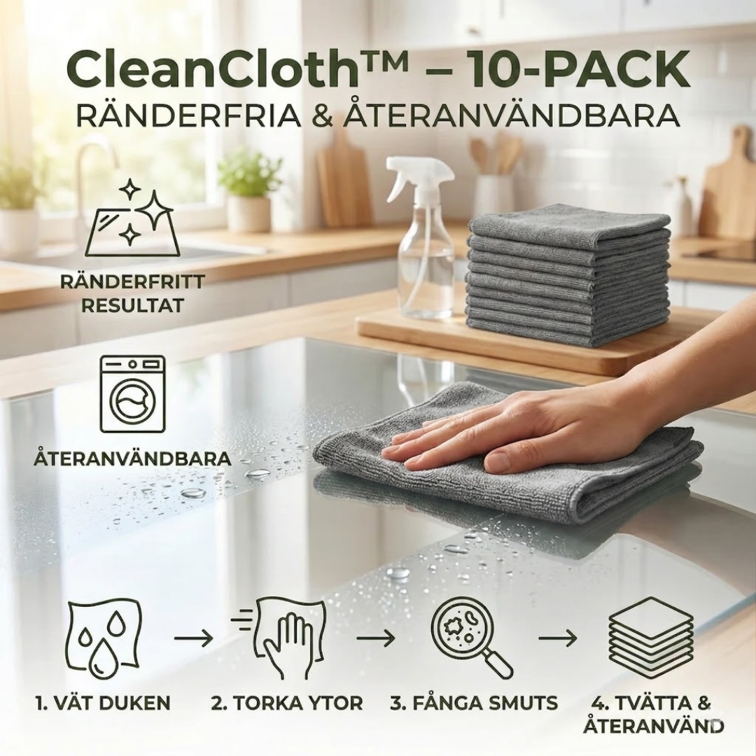 CleanCloth™ - Stribefri rengøring med genanvendelige mikrofiberklude!