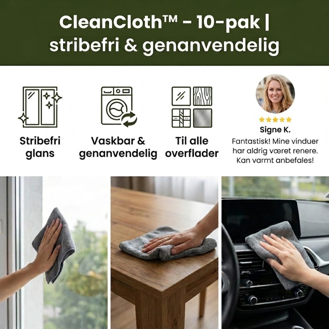 CleanCloth™ - Stribefri rengøring med genanvendelige mikrofiberklude!