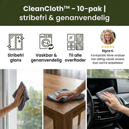 CleanCloth™ - Stribefri rengøring med genanvendelige mikrofiberklude!