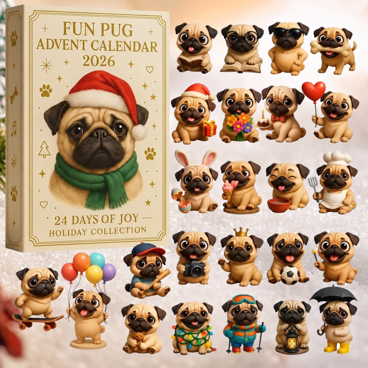 Pugmas™ – 24 dage med grin, charme & julehygge