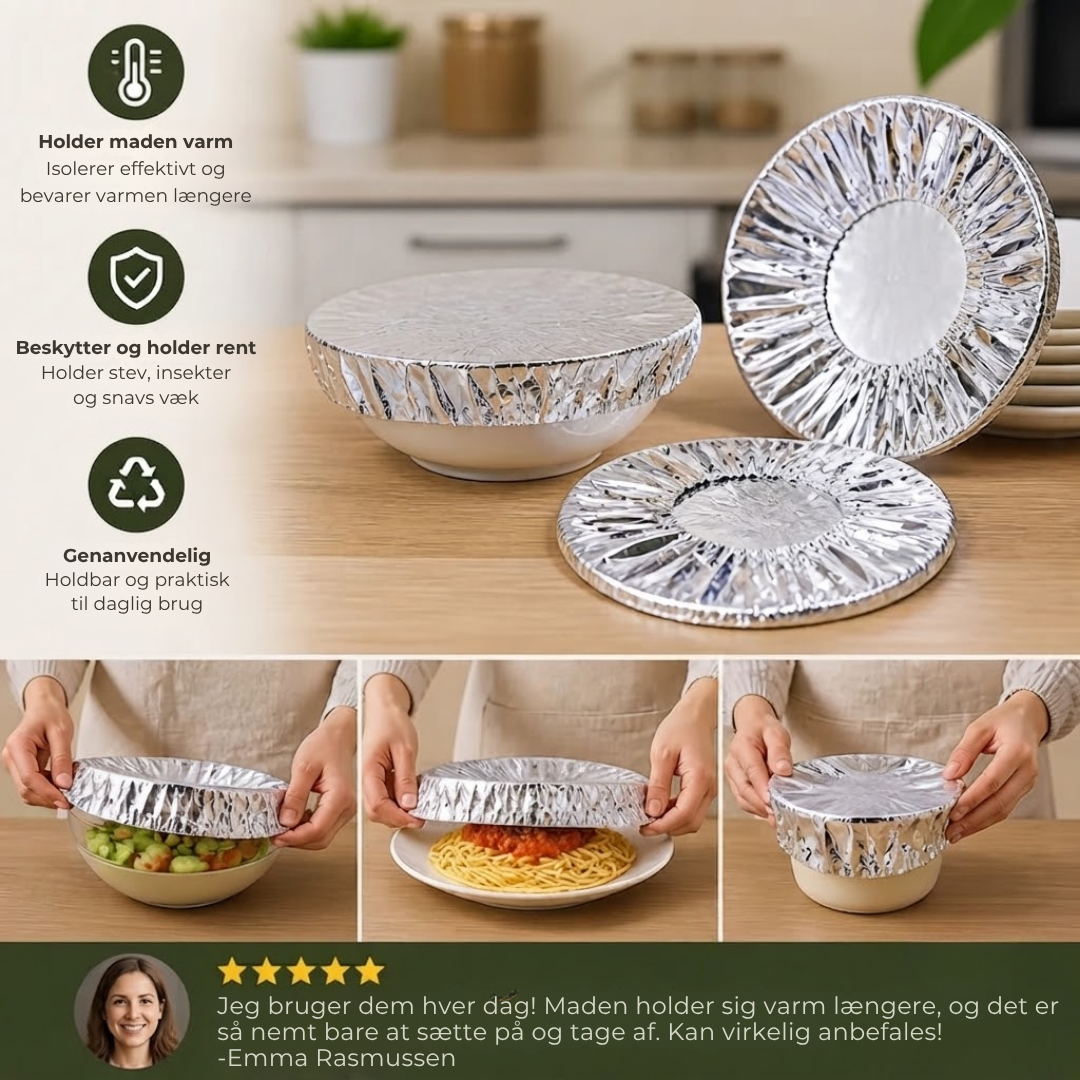 FolieLåg™ - Hold maden varm og frisk — elastiske låg til alle skåle!