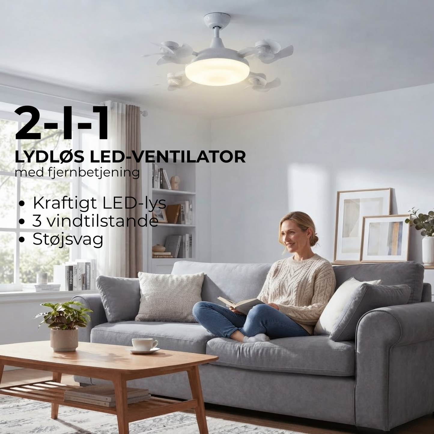AirGlow™ - Køl dit rum ned med stil — LED-loft ventilator med fjernbetjening!