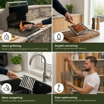 RulGrill™ - Grill perfekte pølser jævnt og nemt — hver gang!