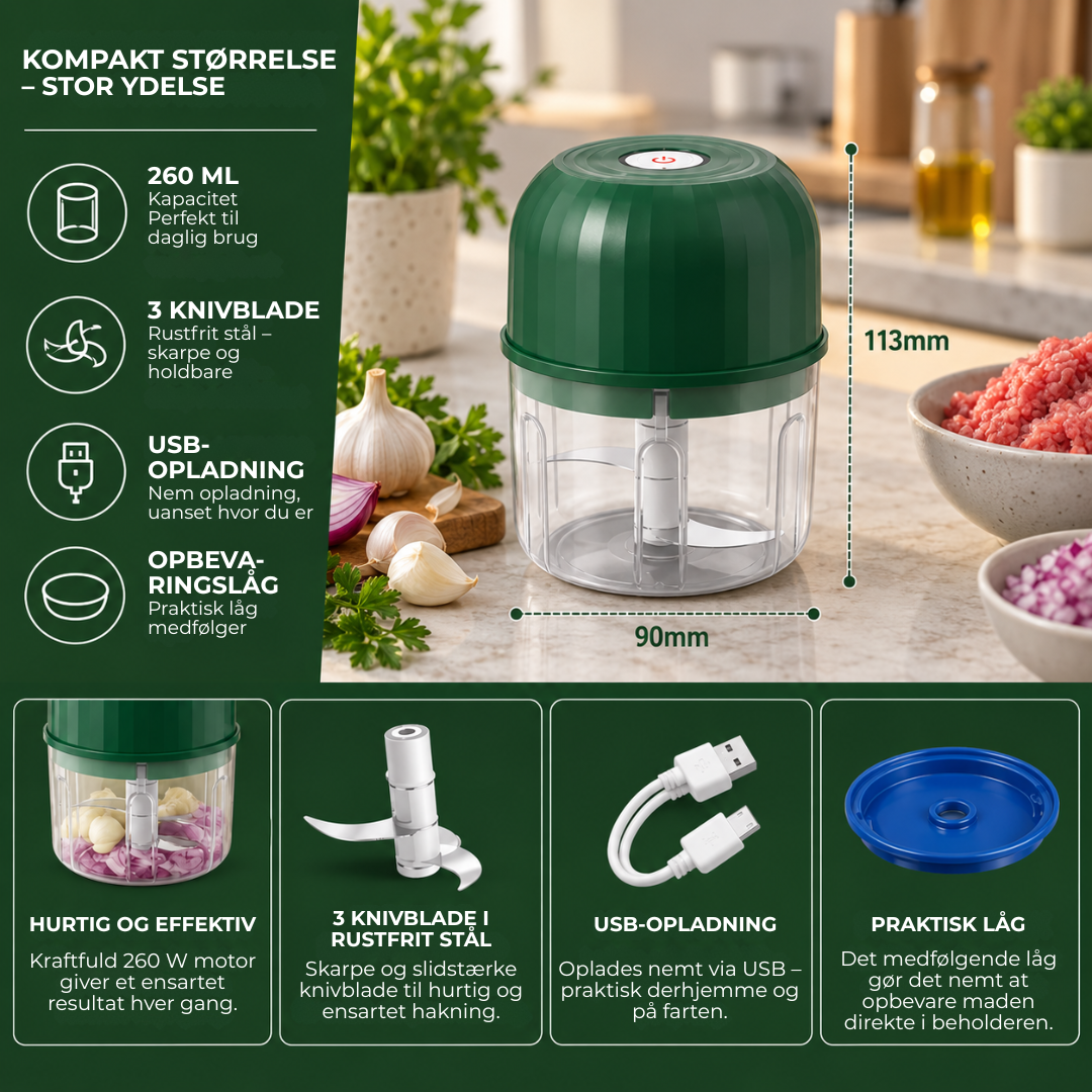 QuickHak™ - Spar tid i køkkenet med den ultimative elektriske multihakker!