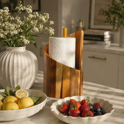 ValnødRul™ - Elegant køkkenrulleholder i smukt valnødetræ!