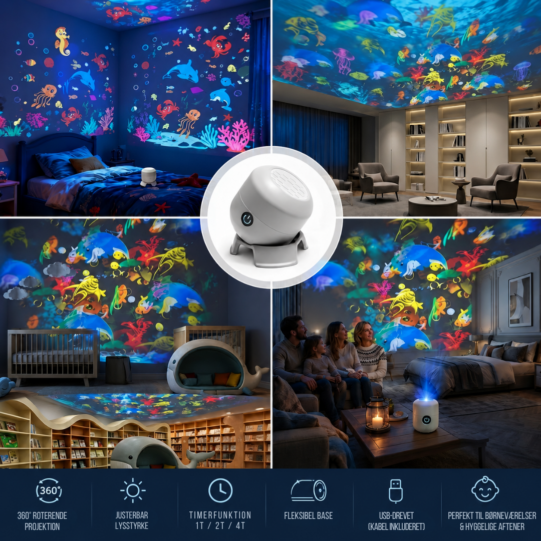 OceanGlow™ - Rotererende LED-lys der forvandler dit rum til et hav!