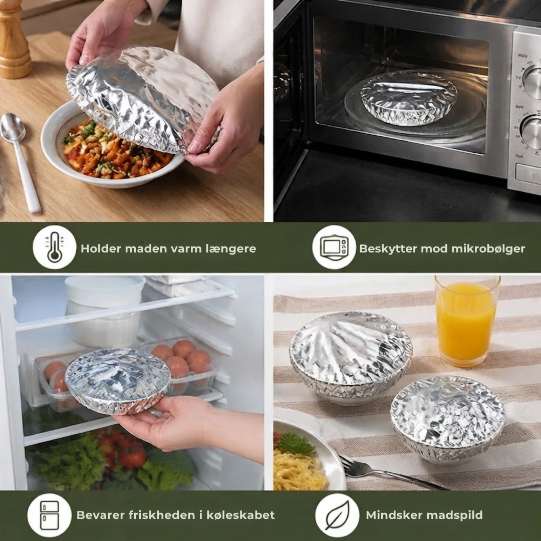 FolieLåg™ - Hold maden varm og frisk — elastiske låg til alle skåle!