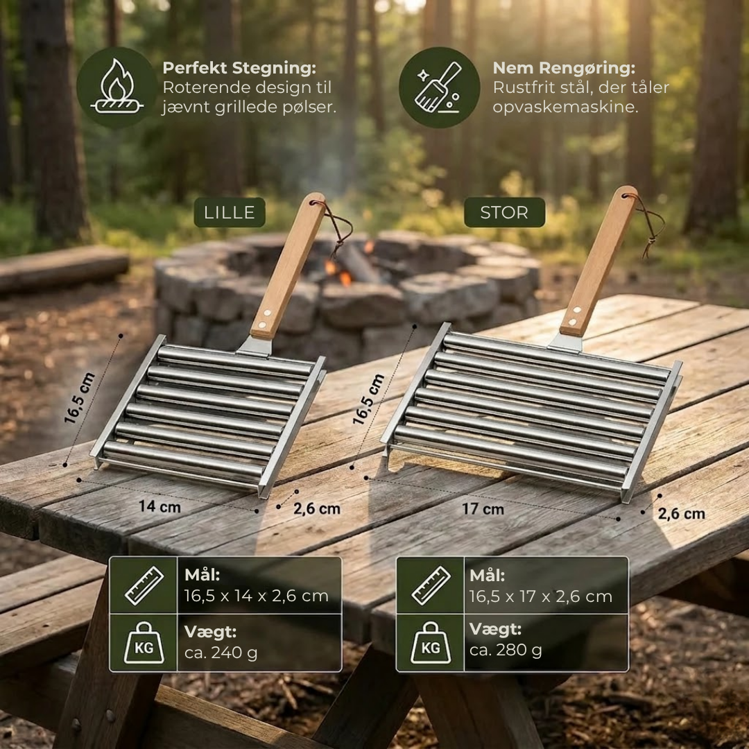RulGrill™ - Grill perfekte pølser jævnt og nemt — hver gang!