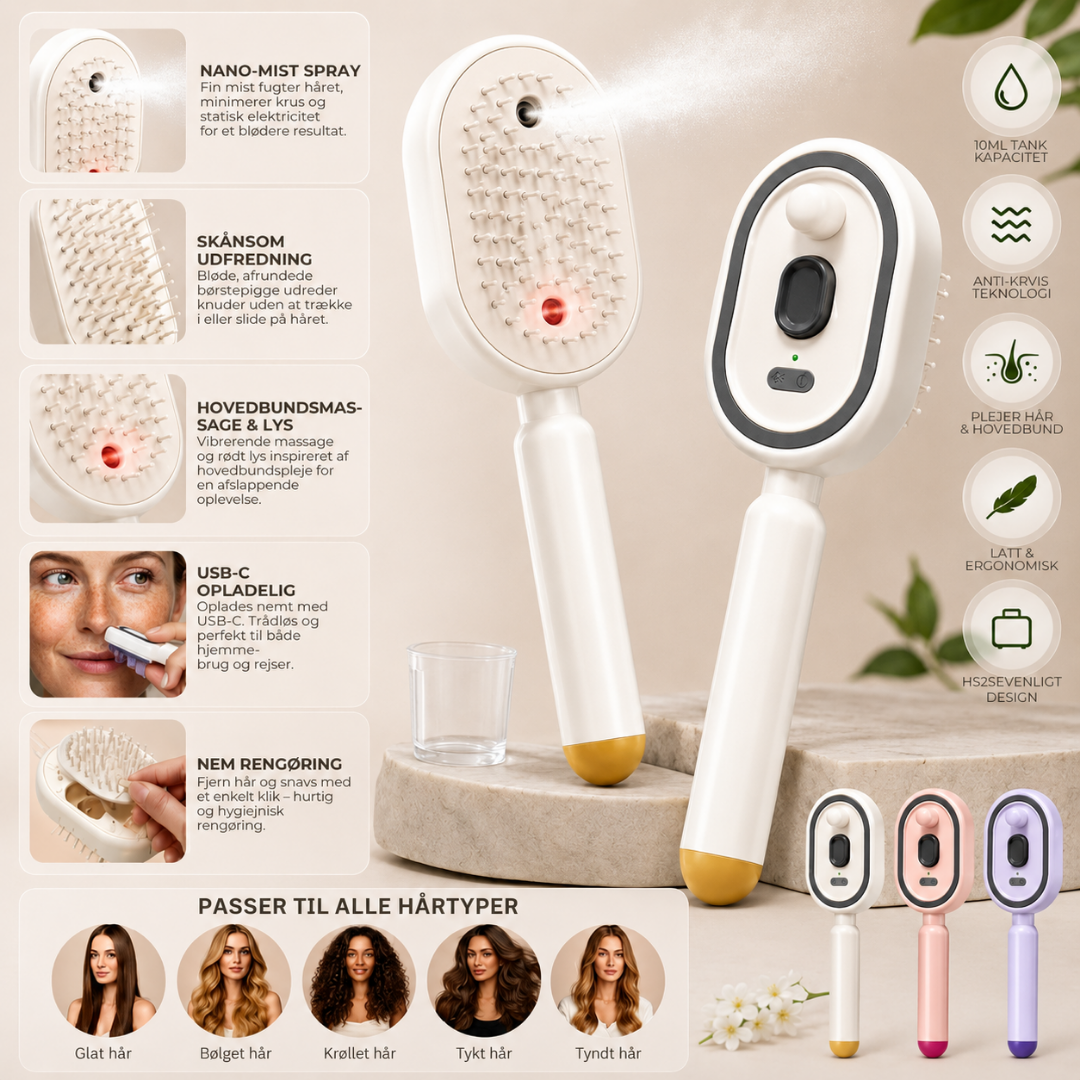GlansBrush™ - Sig farvel til frizz og goddag til blødt og glansfuldt hår!