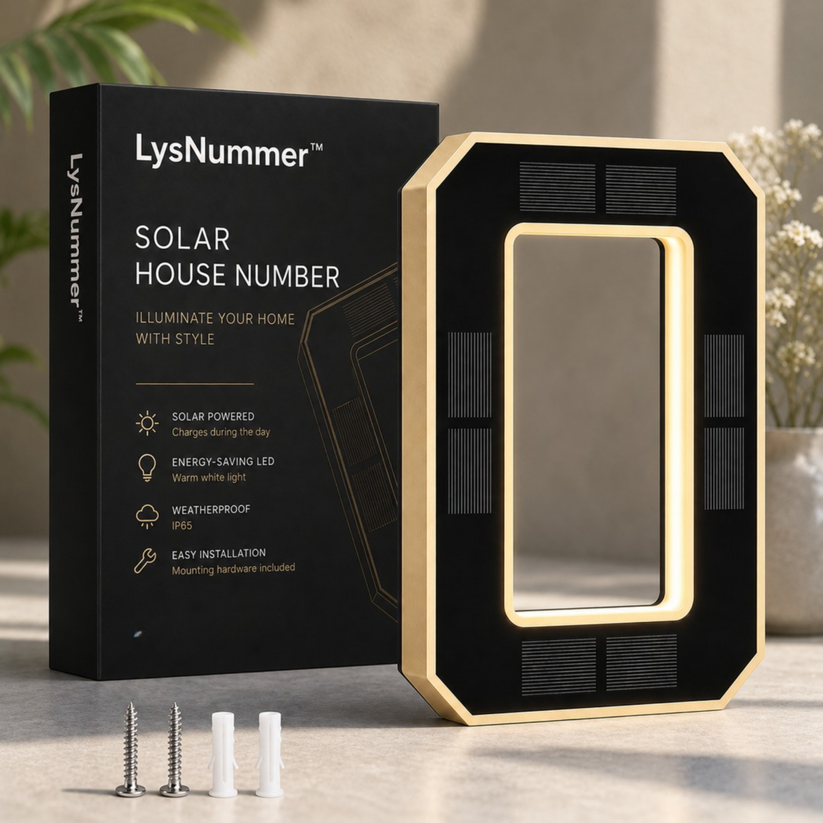 LysNummer™ - Smart og stilrent husnummer med solcelledrift!