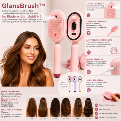 GlansBrush™ - Sig farvel til frizz og goddag til blødt og glansfuldt hår!