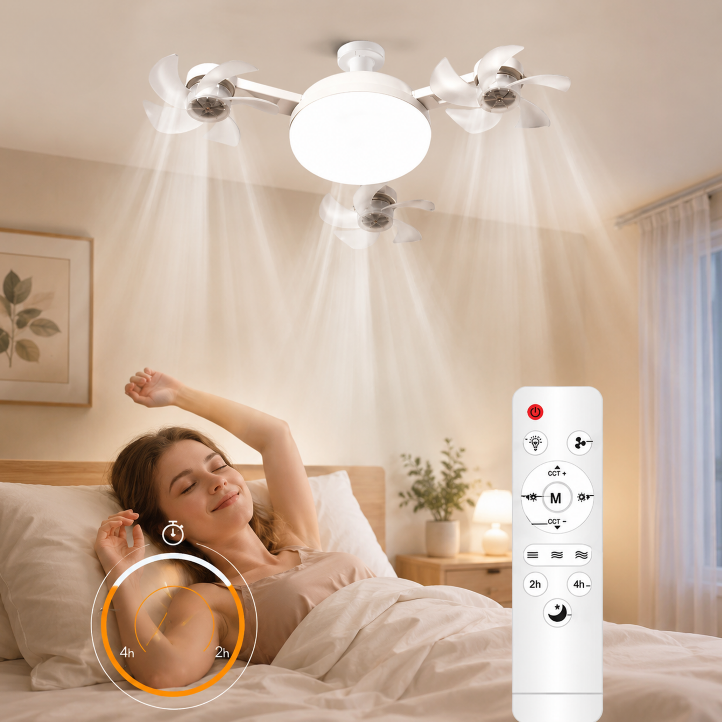 AirGlow™ - Køl dit rum ned med stil — LED-loft ventilator med fjernbetjening!