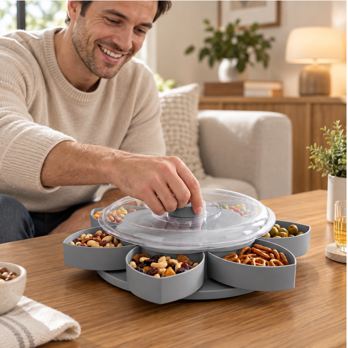 SnackDrej™ - Drejeligt serveringsbræt til hyggelige stunder med familie og venner!