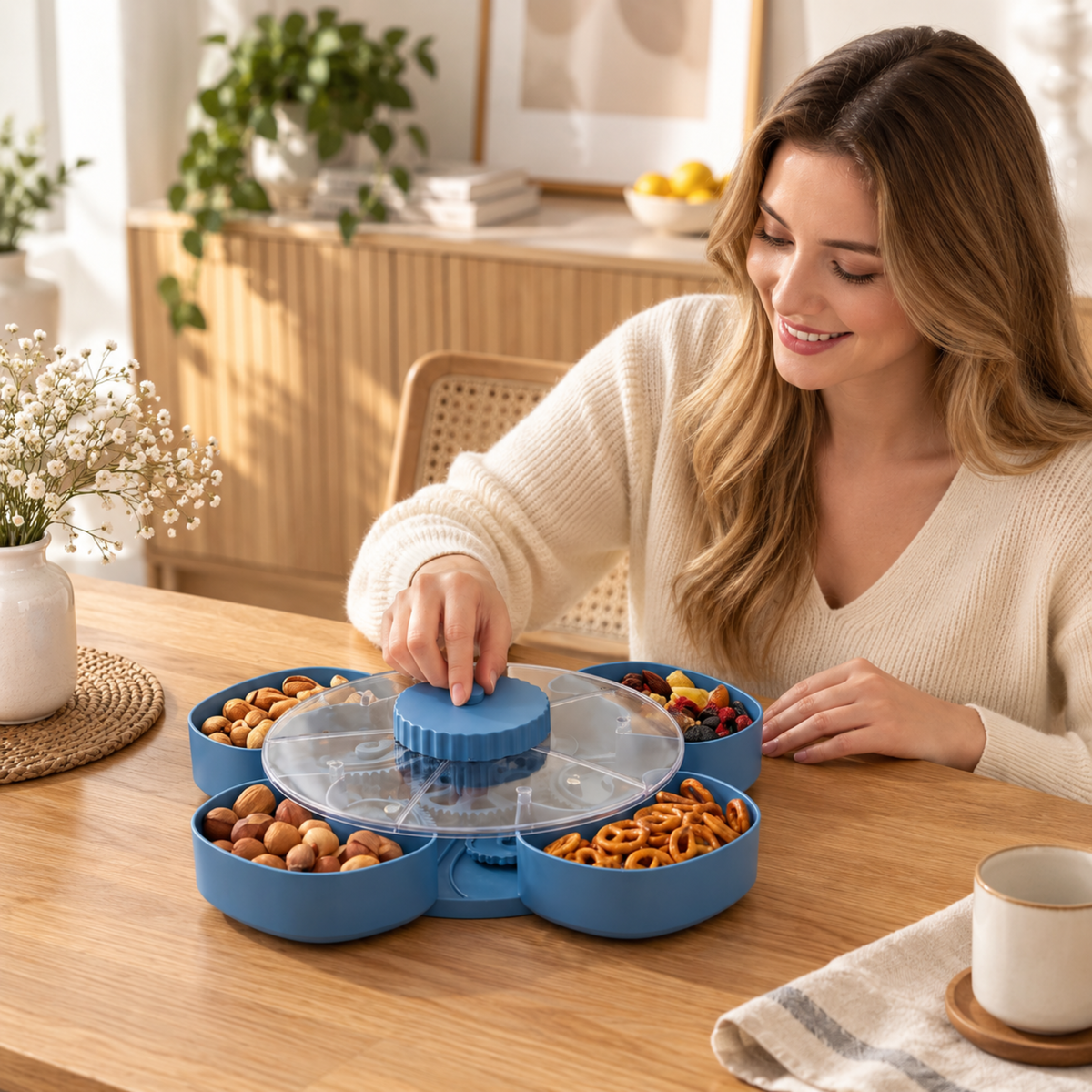 SnackDrej™ - Drejeligt serveringsbræt til hyggelige stunder med familie og venner!