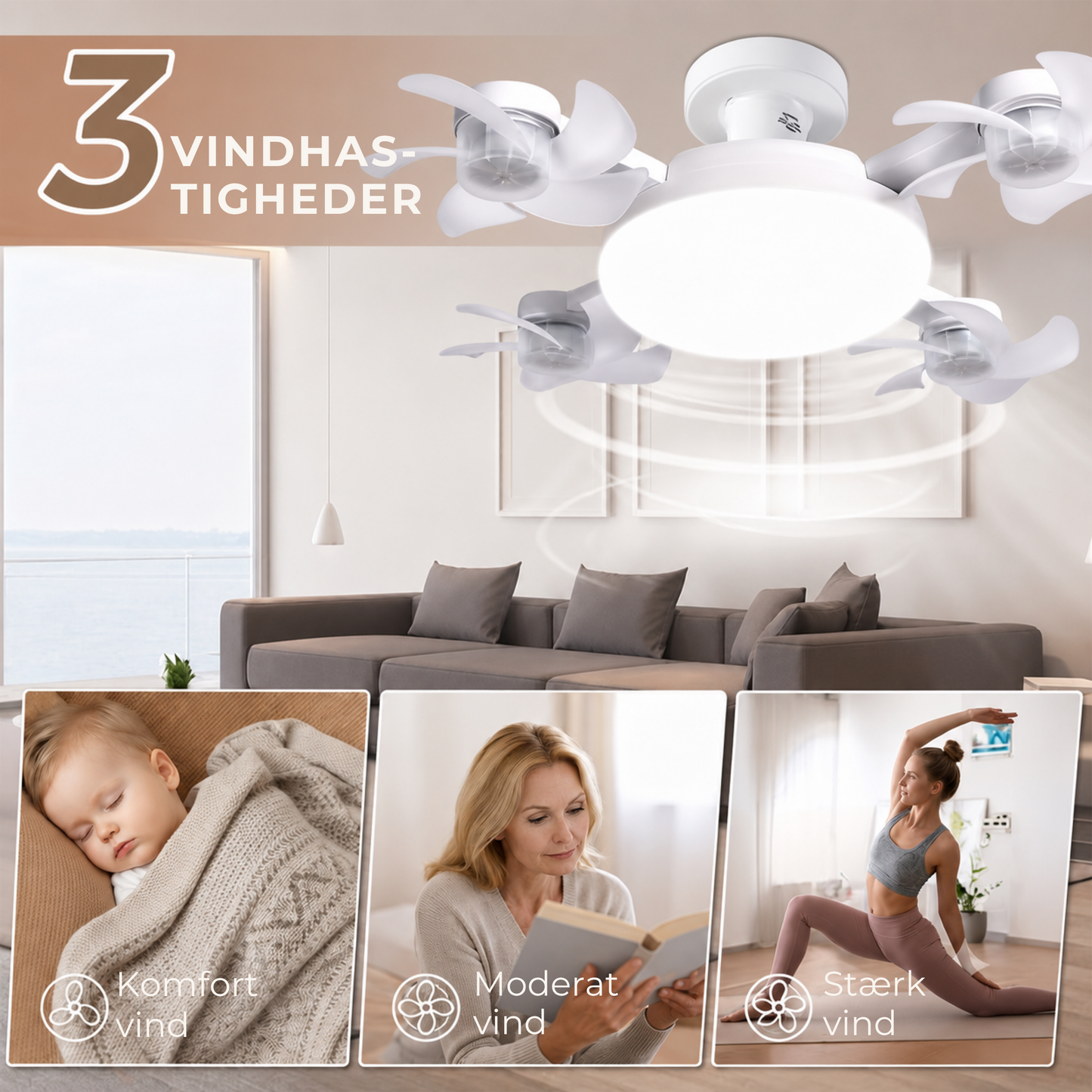 AirGlow™ - Køl dit rum ned med stil — LED-loft ventilator med fjernbetjening!