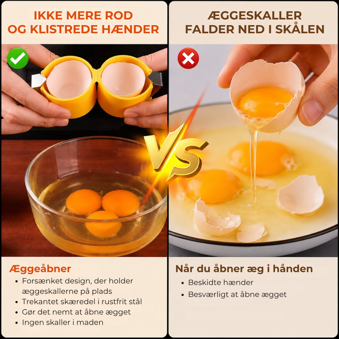 ÆgBreak™ - Åbn hundredvis af æg hurtigere og renere — på ingen tid!