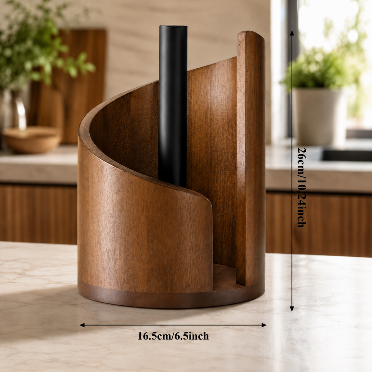 ValnødRul™ - Elegant køkkenrulleholder i smukt valnødetræ!
