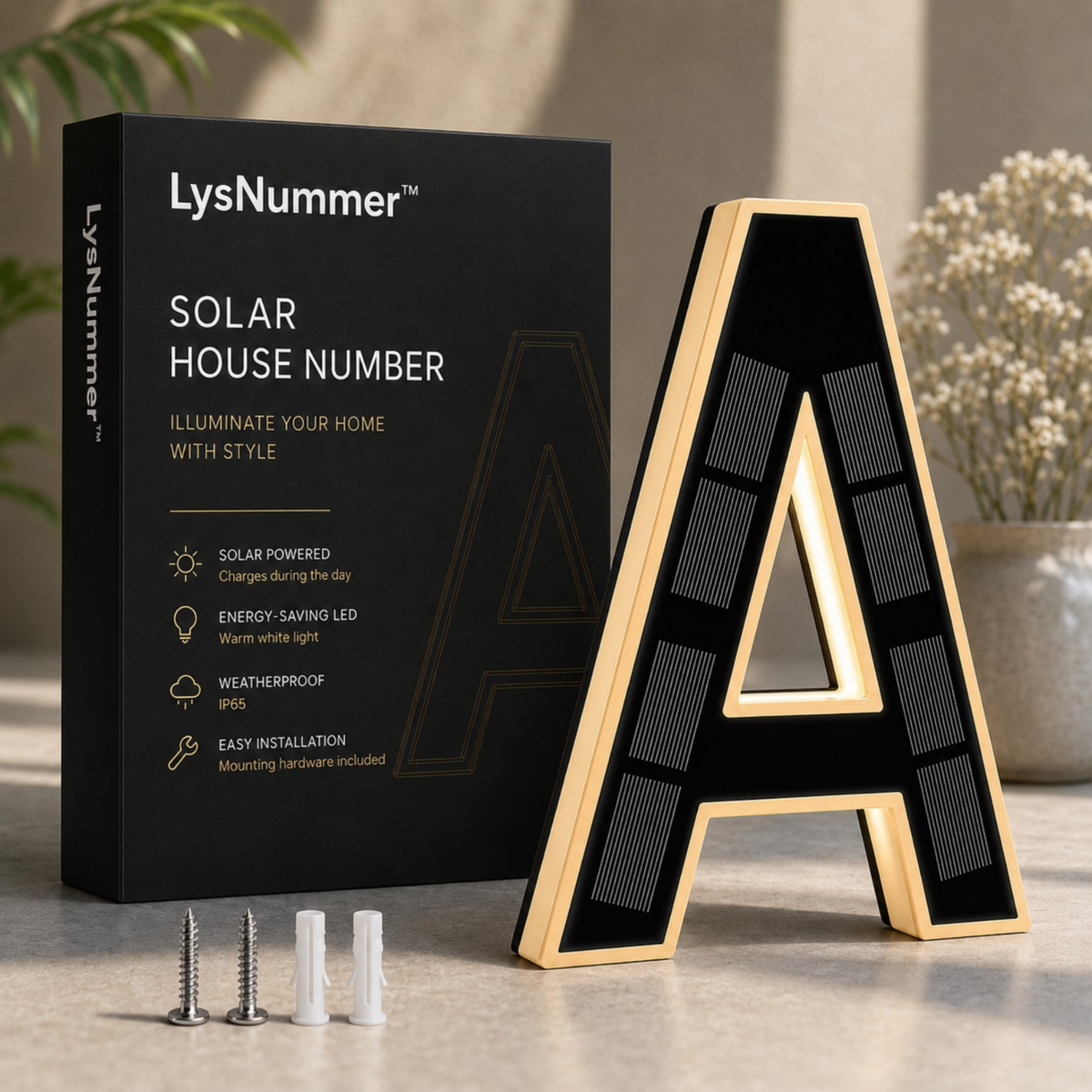 LysNummer™ - Smart og stilrent husnummer med solcelledrift!