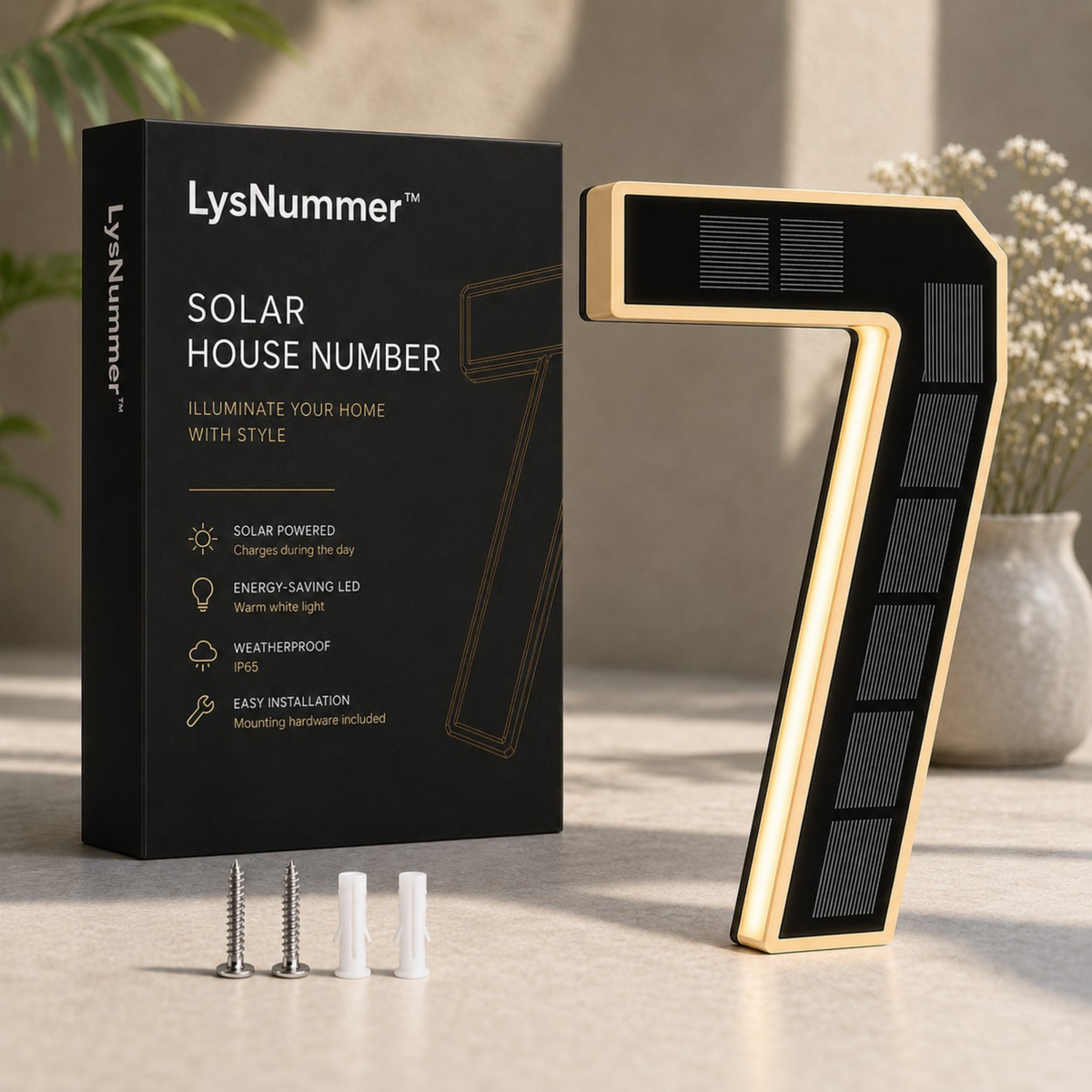 LysNummer™ - Smart og stilrent husnummer med solcelledrift!